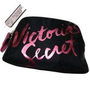 Victoria's Secret Black Pink Makeup Bag NWT